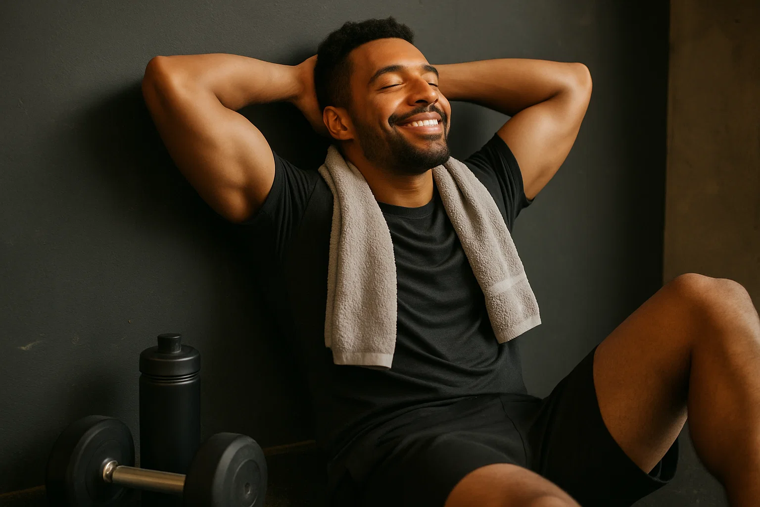 Homem a relaxar após o treino